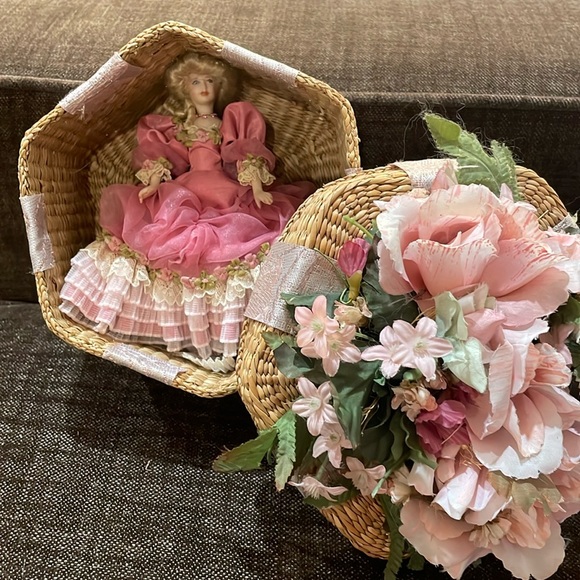 Vintage Homemade Doll and Basket - Picture 1 of 14